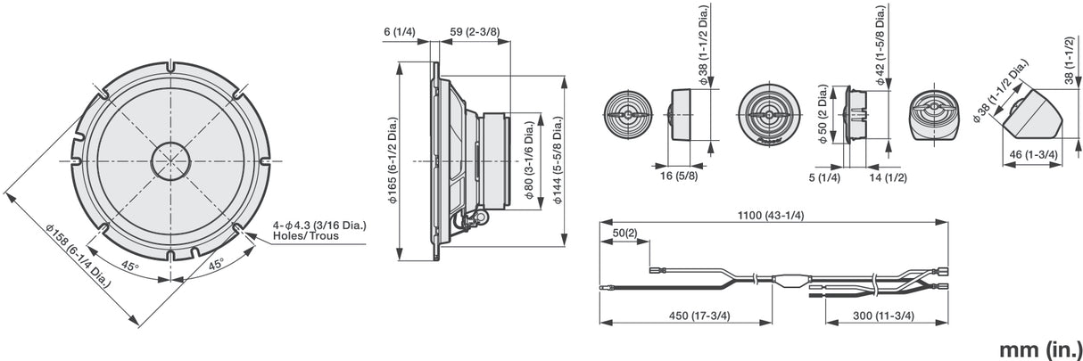 Pioneer TS-A1601C 2-veis komponentsystem (350W, 16,5 cm)