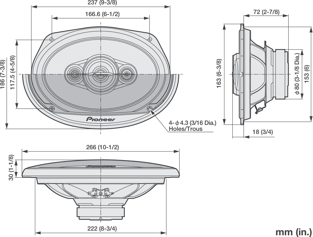 Pioneer TS-A6961F 4-veis koaksialsystem (450W, 6"x9")