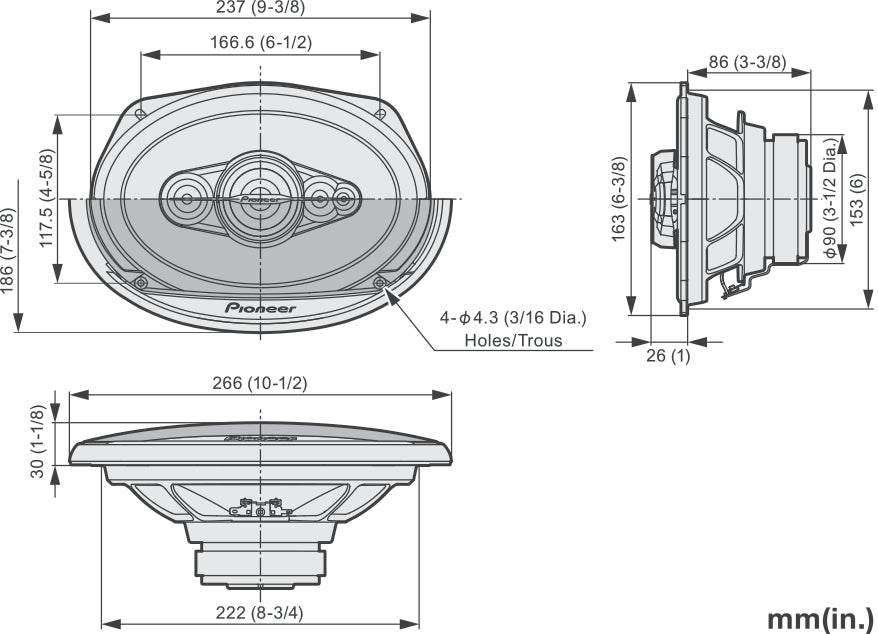 Pioneer TS-A6991F bilhøyttaler 5-veis koaksialsystem (700W, 6"x9")